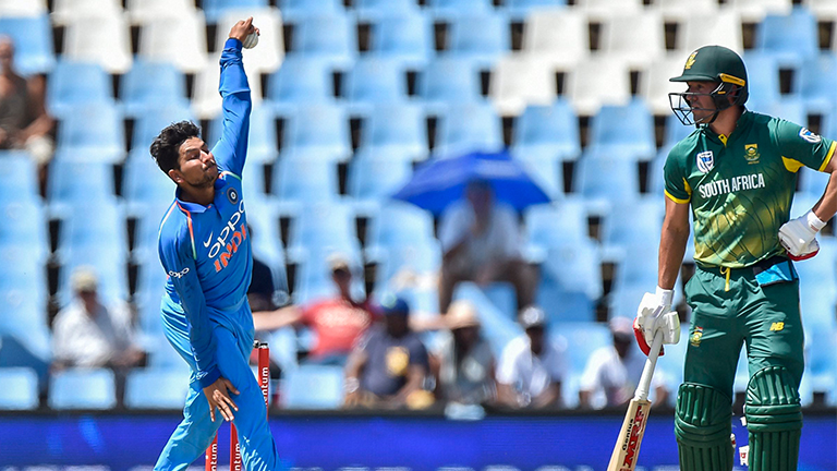 Kuldeep Yadav in action during final ODI