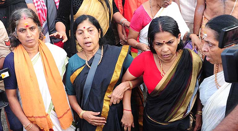 Lalitha(second from right) who was atacked by Sangh Parivar at Sabarimala.